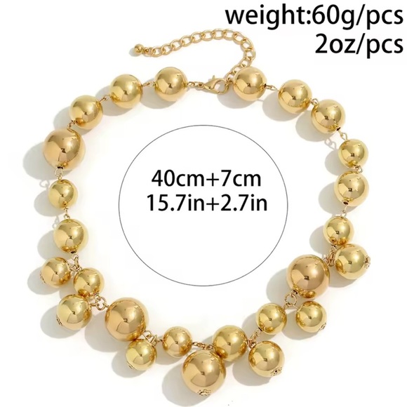Zara new!! Gold ball. Gold. Gold Beaded Necklace. Adjustable - Picture 4 of 10